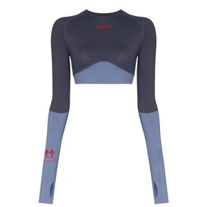 OFF-WHITE by Virgil Abloh, Blue Active Sleeve Crop Top in Size S/M